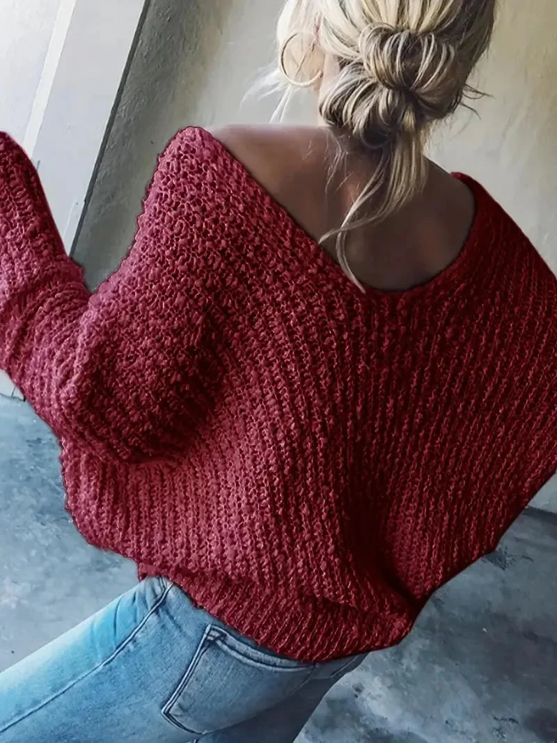 Women's Off-the-Shoulder Sweater Loose Lightweight Pullover Top - Image 13