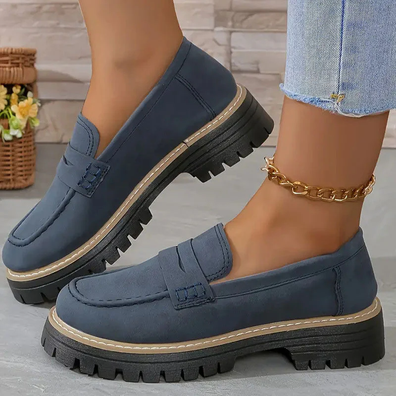Women's Comfortable Chunky Slip On Platform Loafers - Image 14