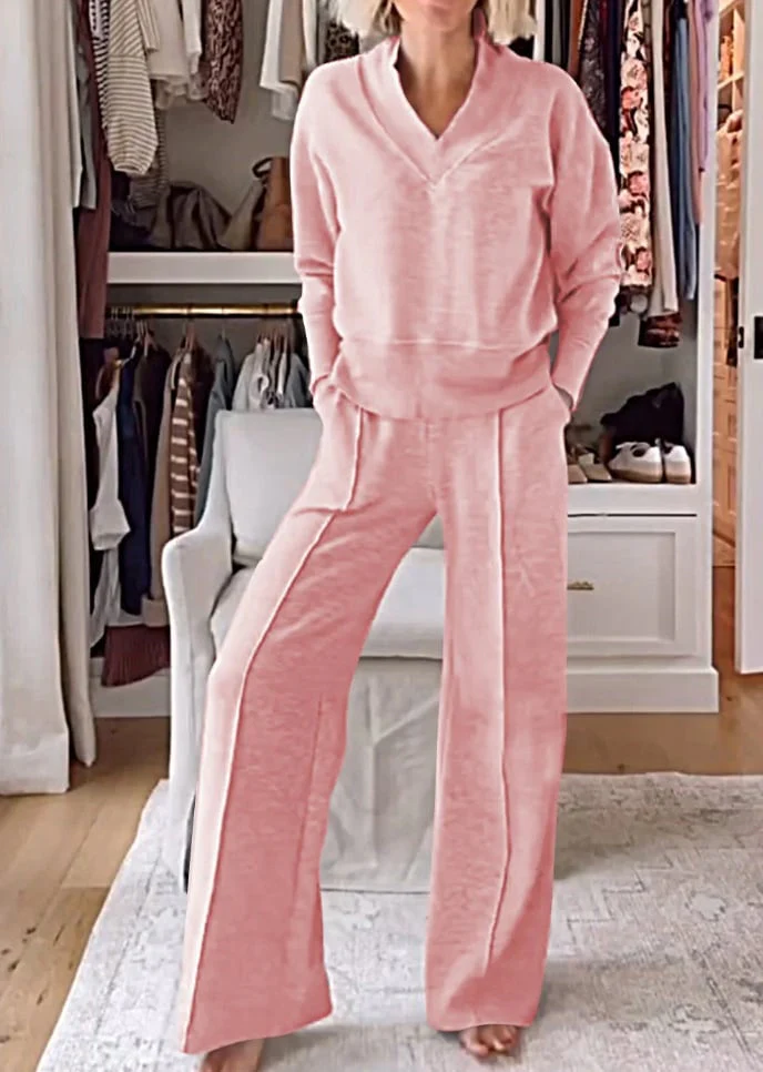 🔥This Week's Special Sale 49% OFF💖Women's Solid Color V-neck Top & Pants Two-piece Set - Image 8