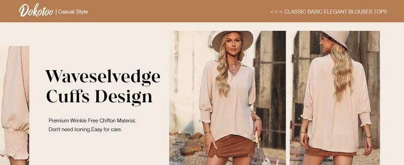 Womens Tunic Tops V Neck Casual Loose 3/4 Sleeve Shirts Dressy Blouses Tops Overiszed T Shirts - Image 11
