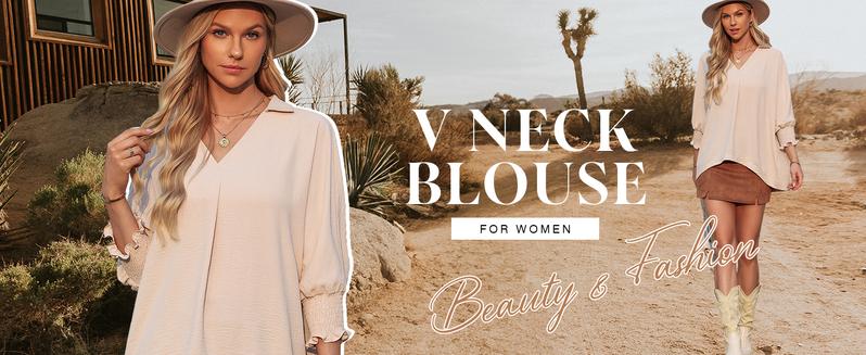 Womens Tunic Tops V Neck Casual Loose 3/4 Sleeve Shirts Dressy Blouses Tops Overiszed T Shirts - Image 14