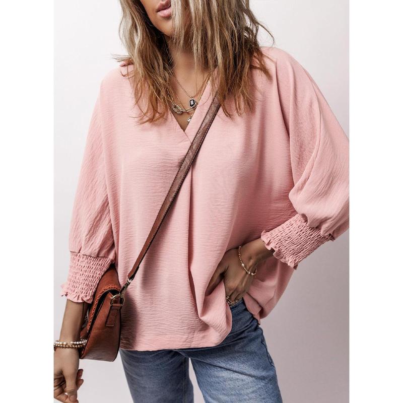 Womens Tunic Tops V Neck Casual Loose 3/4 Sleeve Shirts Dressy Blouses Tops Overiszed T Shirts - Image 4