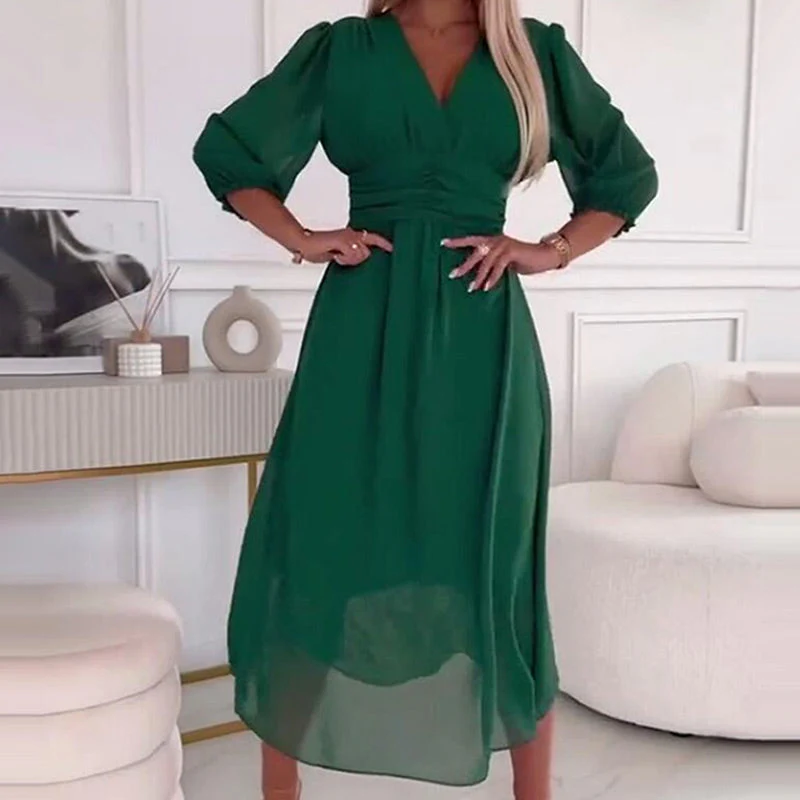 Women's V-neck Lightweight Chiffon Dresses - Image 10